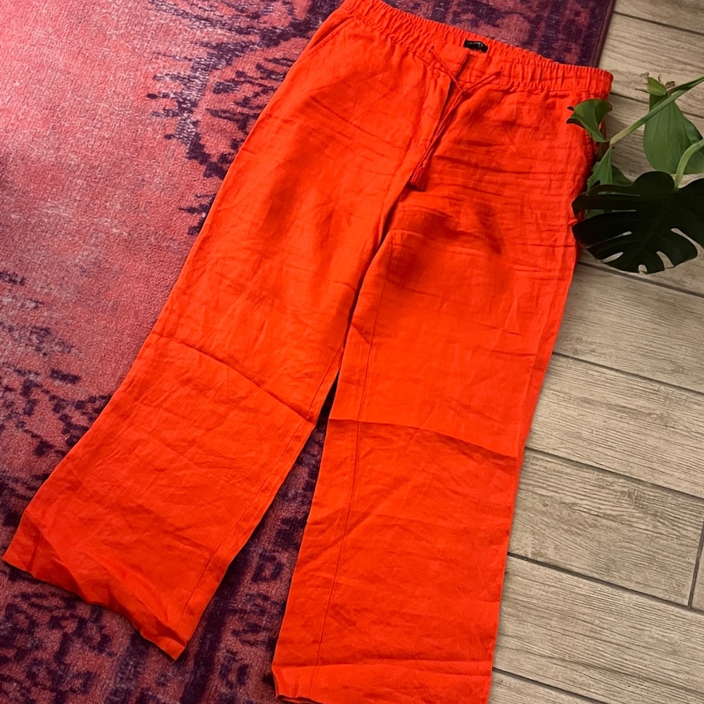 Chic LOFT Wide-Leg Red Linen Pants - Size 8